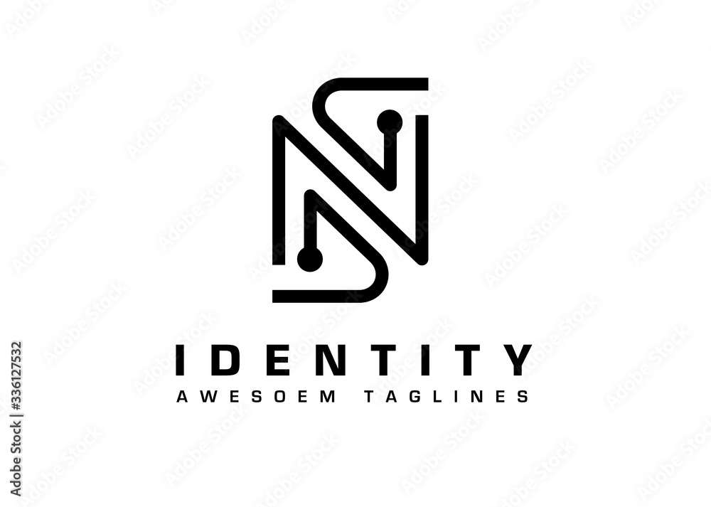 minimalist initial letter n digital tech logo vector design minimalist initial letter n digital tech logo vector design