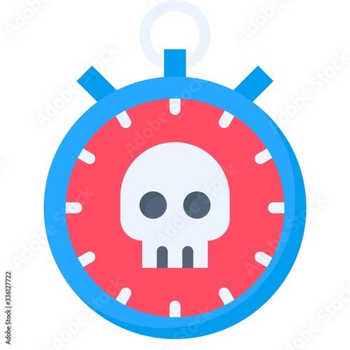Stopwatch with skull symbol vector illustration, flat style icon