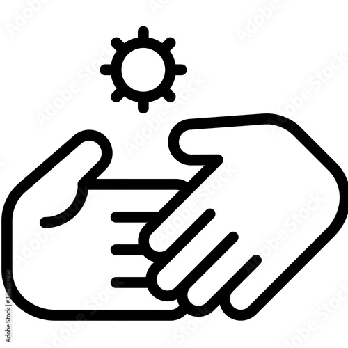 Handshake and virus symbol , line style icon