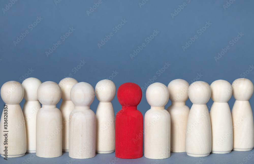 Concept of a group of people crowding together with one diverse individual who is infected and contagious to others with Coronavirus or Covid-19