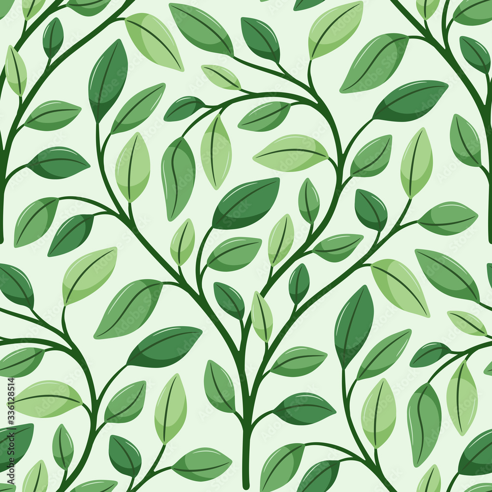 Leaf branch scallop seamless vector pattern Leaf branch scallop seamless vector pattern