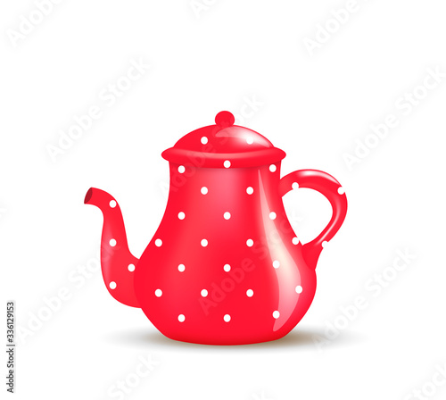 Red tea pot. vector illustration