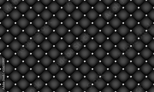 Black luxury seamless pattern. Elegant leather texture with diamond decoration.