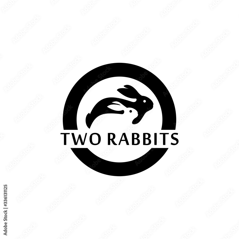 Rabbit logo icon.Silhouette design in the circle.