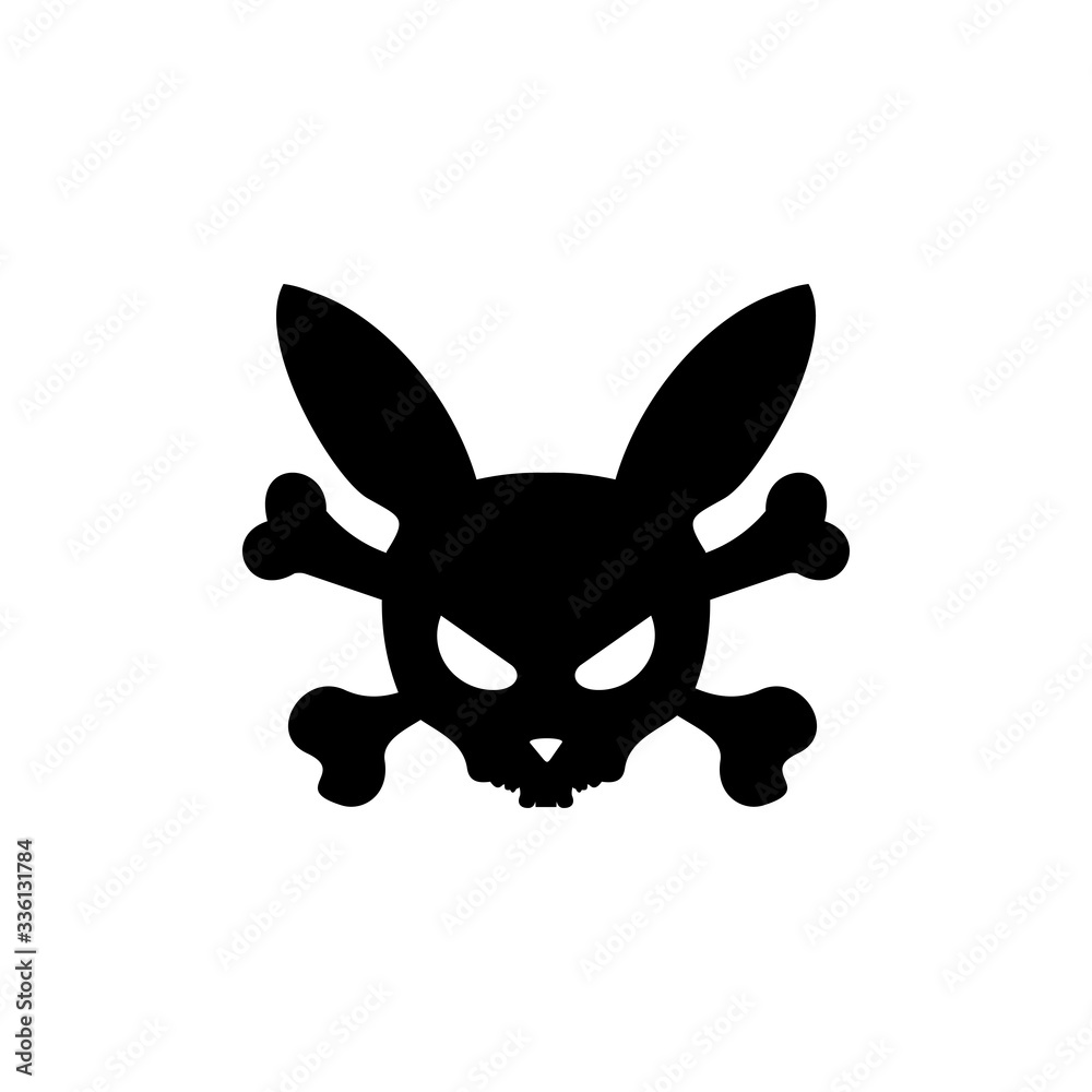 Vetor de Rabbit skull logo design style in black color. do Stock