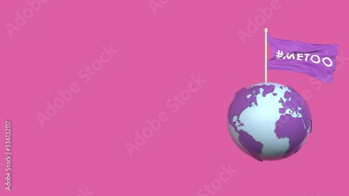 World spinning with Metoo Flag hashtag. 3D render