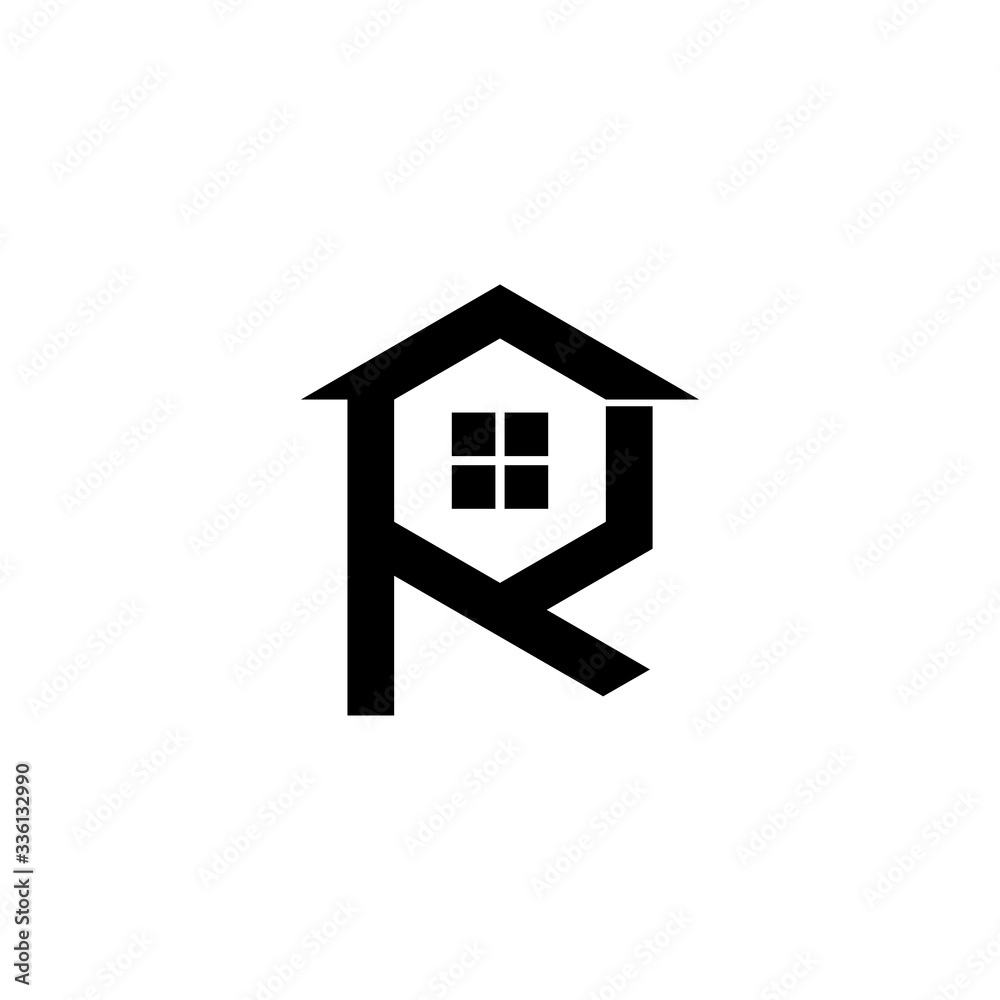 R logo in building style design R logo in building style design