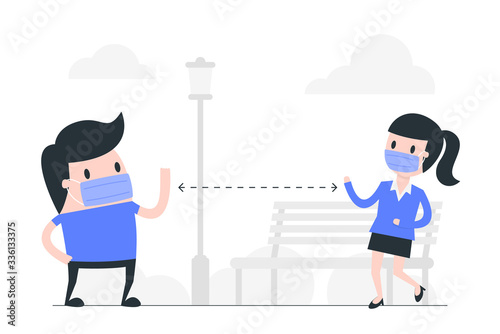 Social distancing concept illustration.