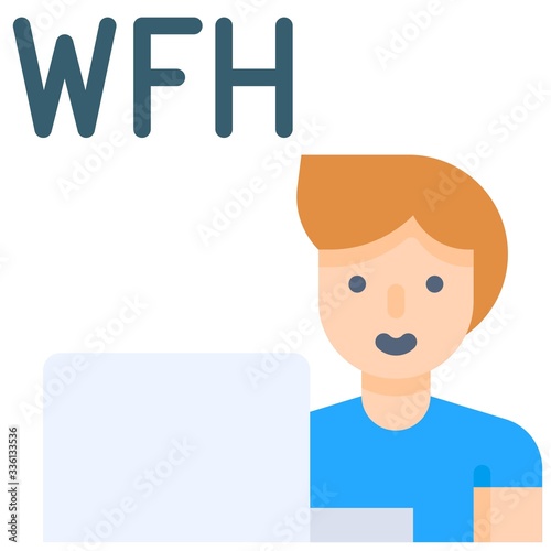 Work from home vector illustration, flat style icon