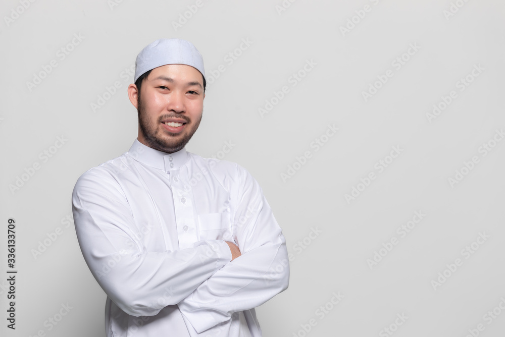 Portrait of smart handsome muslim man on white background Portrait of smart handsome muslim man on white background