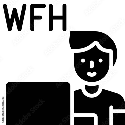 Work from home vector illustration, solid style icon