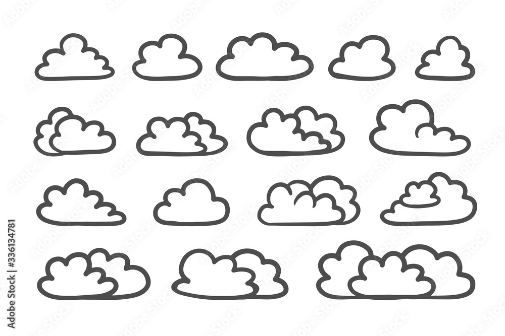 cloud icon set : Cartoon Hand drawn doodle