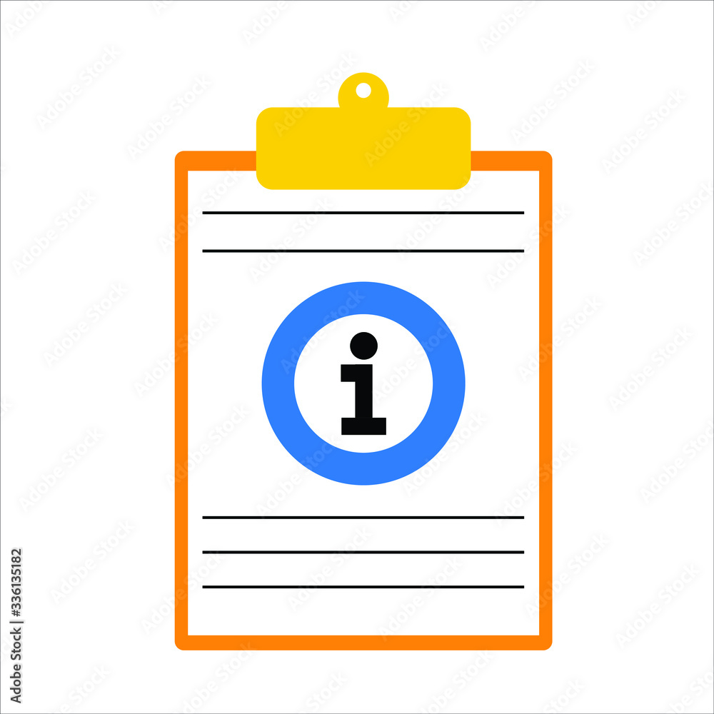 Vector of an information sign on a clipboard with paper. Vector of an information sign on a clipboard with paper.