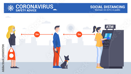 Flat Modern design Illustration of Social Distancing 3