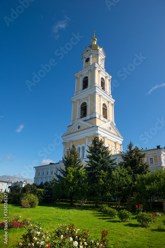 The bell tower of the Trinity Seraphim-Diveevo monastery in the village of Diveevo