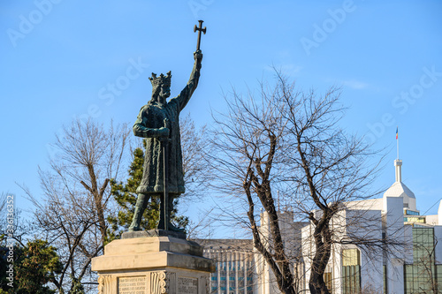 Statue of Stefan cel Mare AKA Stephen III the Great of Moldavia in Chisinau, Moldova photo