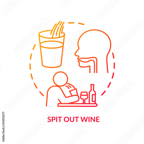 Spit out wine concept icon. Professional sommelier advice, winetasting tips idea thin line illustration. Avoid swallowing at degustation. Vector isolated outline RGB color drawing