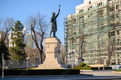 Statue of Stefan cel Mare AKA Stephen III the Great of Moldavia in Chisinau, Moldova photo
