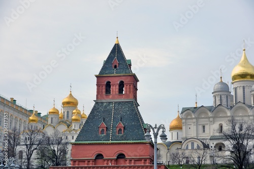  Architecture of Moscow Kremlin. Popular landmark.