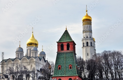  Architecture of Moscow Kremlin. Popular landmark.