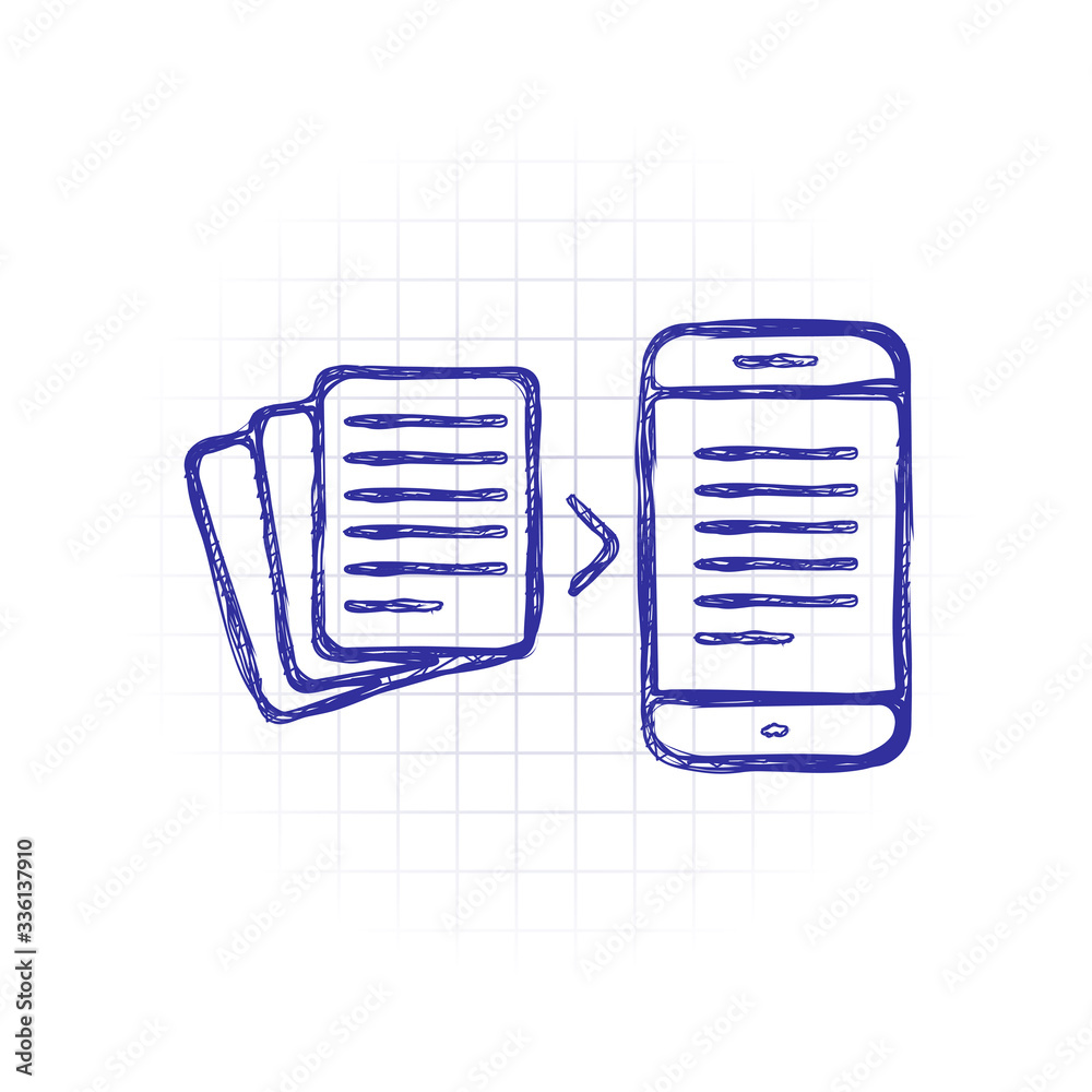 Convert to electronic document. Hand drawn sketched picture with scribble fill. Blue ink. Doodle on white background Convert to electronic document. Hand drawn sketched picture with scribble fill. Blue ink. Doodle on white background
