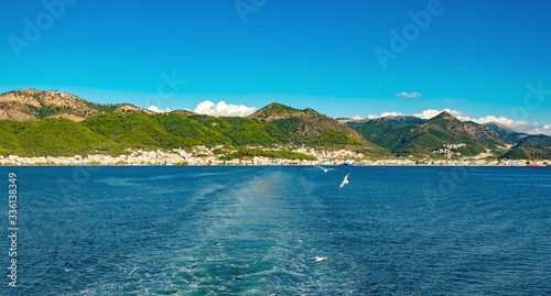 View of Corfu island from Ionian sea.