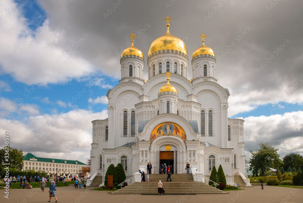DIVEEVO, RUSSIA - AUGUST 25, 2019: Transfiguration Cathedral in the Trinity Seraphim-Diveevo monastery in the village of Diveevo