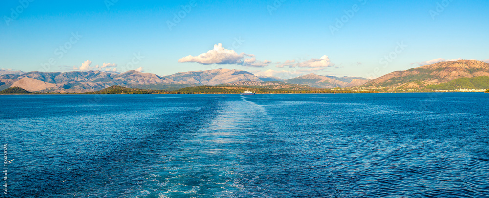 Obraz premium View of Corfu island from Ionian sea.