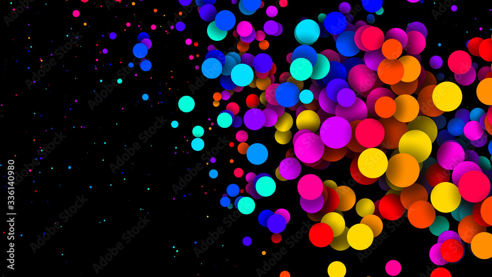 Abstract simple background with beautiful multi-colored circles or balls in flat style like paint bubbles in water. 3d render of particles, colored paper applique. Creative design background 18 Abstract simple background with beautiful multi-colored circles or balls in flat style like paint bubbles in water. 3d render of particles, colored paper applique. Creative design background 18
