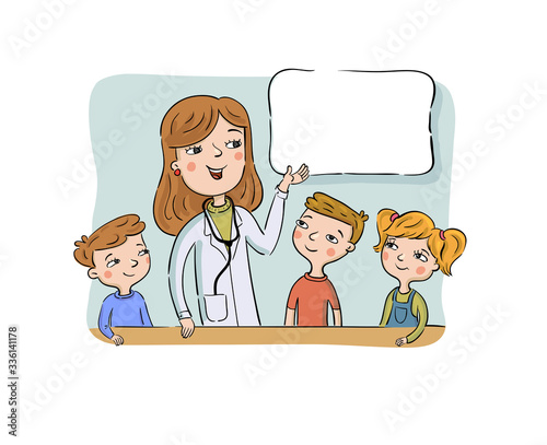 Doctor talk to children