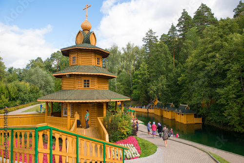 TSYGANOVKA, RUSSIA - AUGUST 25, 2019: Chapel of Seraphim of Sarov on the holy source in the name of St. Seraphim of Sarov near the village of Tsyganovka, Russia