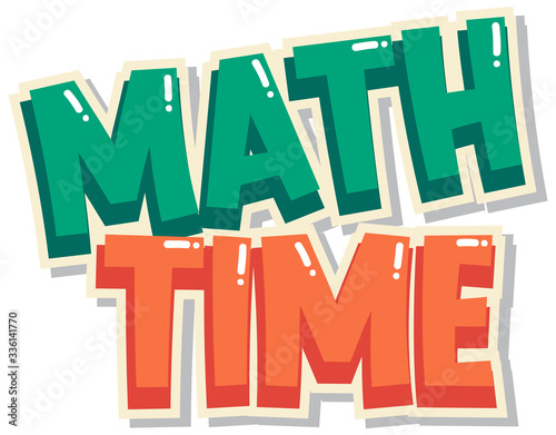 Sticker design for math time in green and orange color