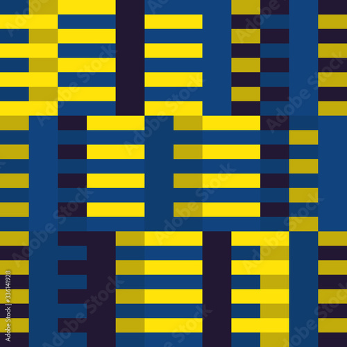 Geometric seamless pattern. Bauhaus style background. Modular grid print. Stripe, line, stroke, rectangle, ornament