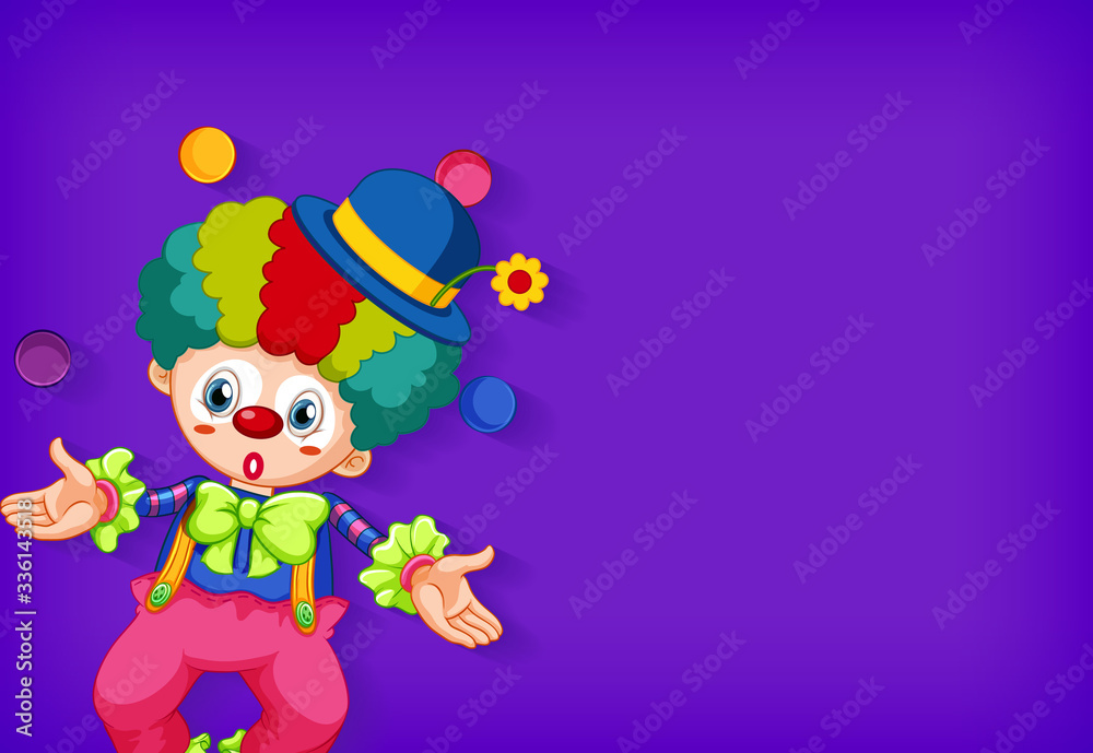Background template design with happy clown juggling balls