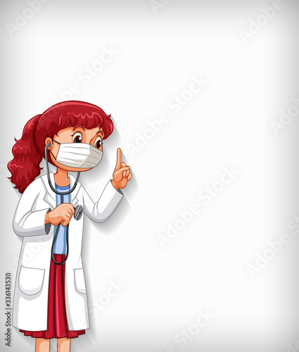 Background template design with female doctor with stethoscope