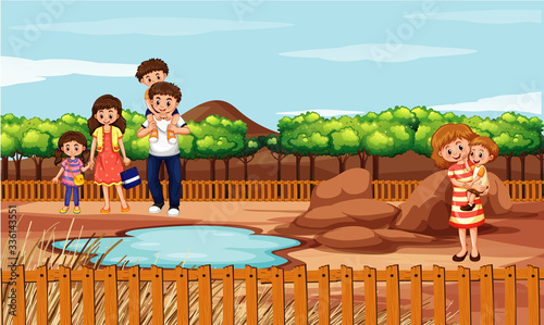 Scene with people in the park