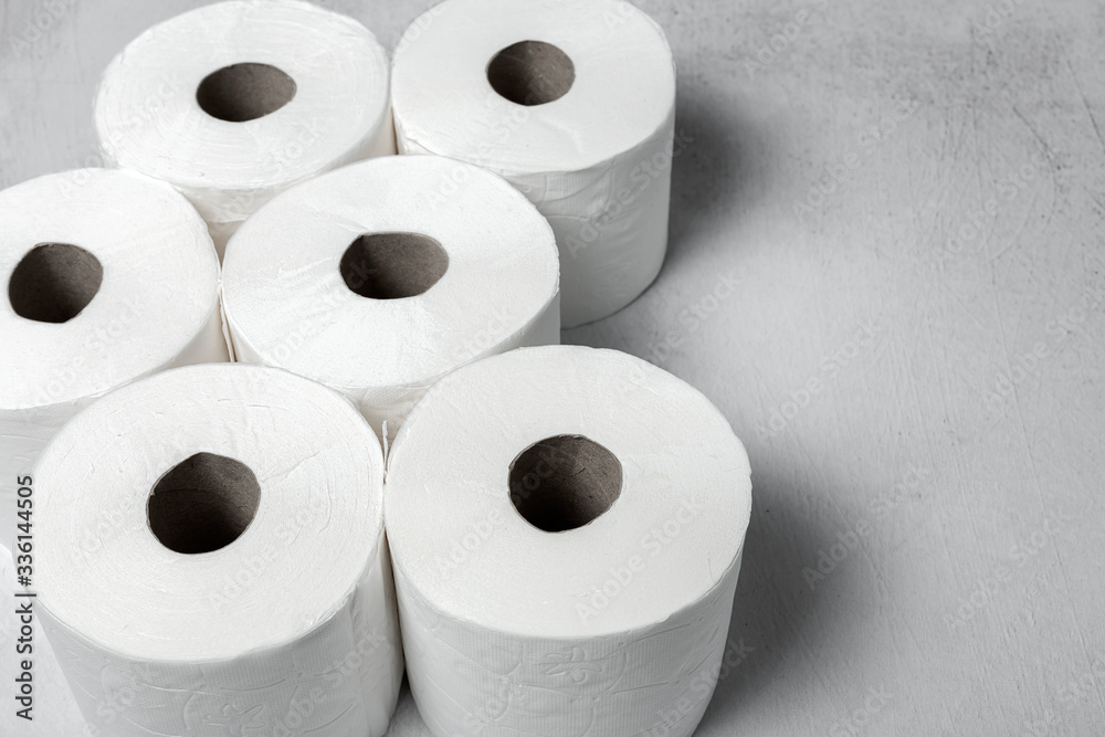 White rolls of toilet paper with white background White rolls of toilet paper with white background