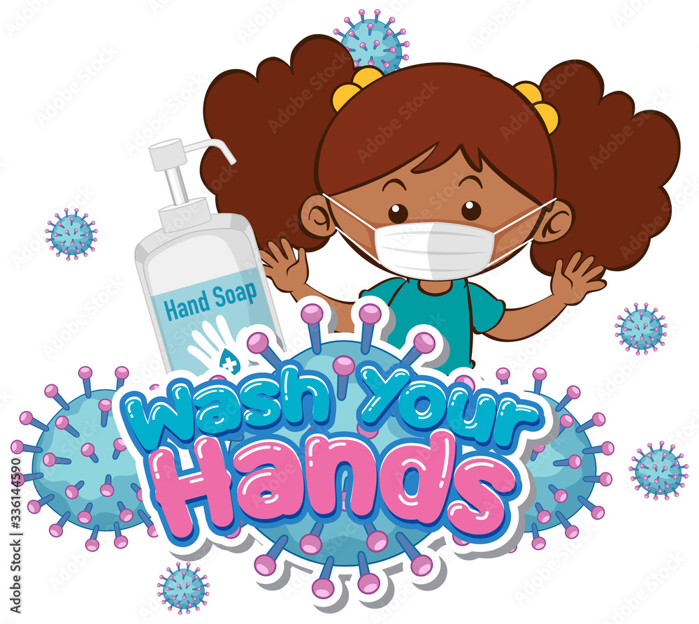 Coronavirus poster design with girl wearing mask