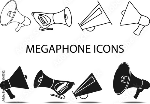 thin line icons,solid icons for Megaphone,vector illustrations