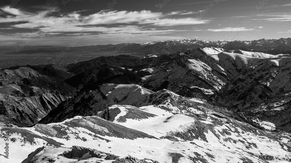 mountain landscapes in black and white