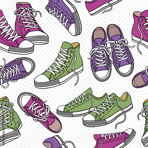 Vector seamless pattern with sneakers