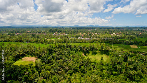 A typical view of a Balinese village in the jungle. Aerial view, Bali, Indonesia. © leo_nik