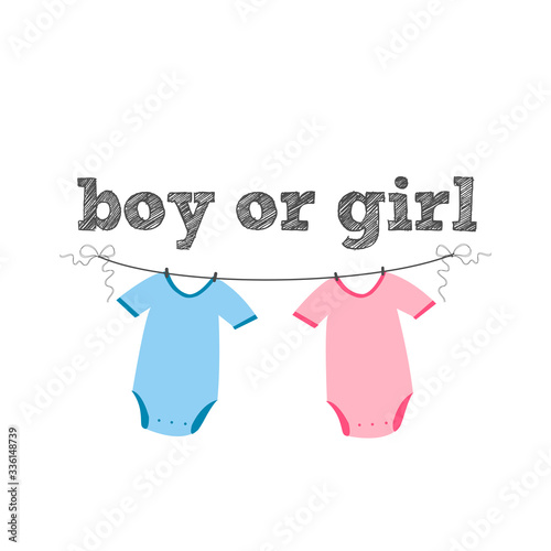 Boy or girl? Gender reveal party card, banner vector element  design