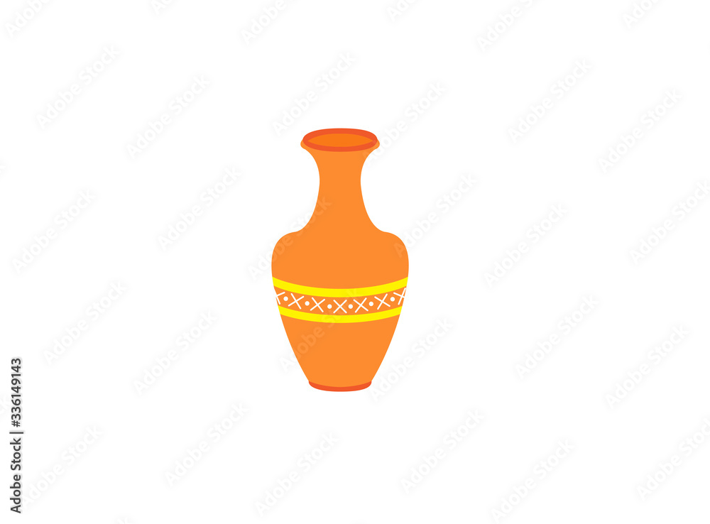vase crafted pottery vector, decorative jar clay design logo symbol, flat illustration on a white background