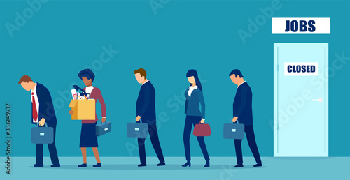 Vector of a sad group of people fired from job photo