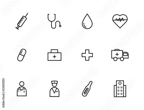 Medical line icons. Stroke vector elements for trendy and modern design. Vector line icons isolated on a white background. Vector illustration. 
