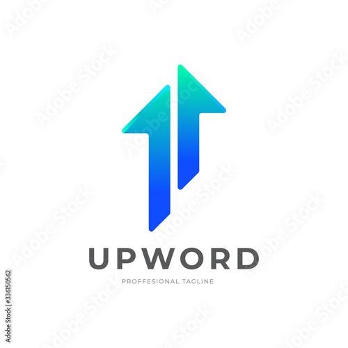 Upward Arrow Logo with Blue and Aquatic Color