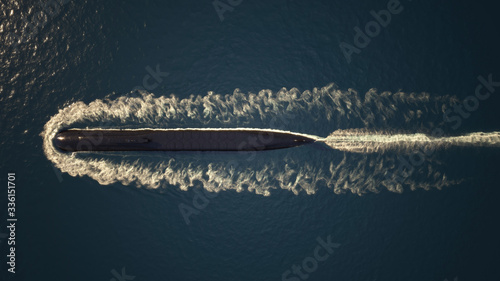 Photos Atomic submarine floating in ocean, aerial view