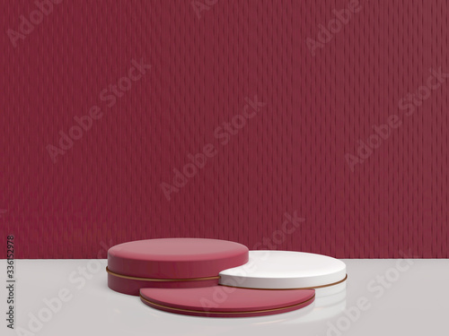 Minimalistic 3d rendering abstract geometric shape for products or achivments in pastel color