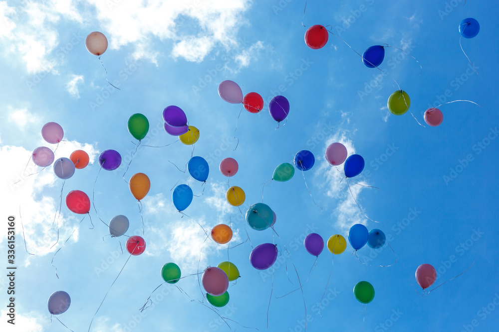 Balloons with helium in the sky Balloons with helium in the sky